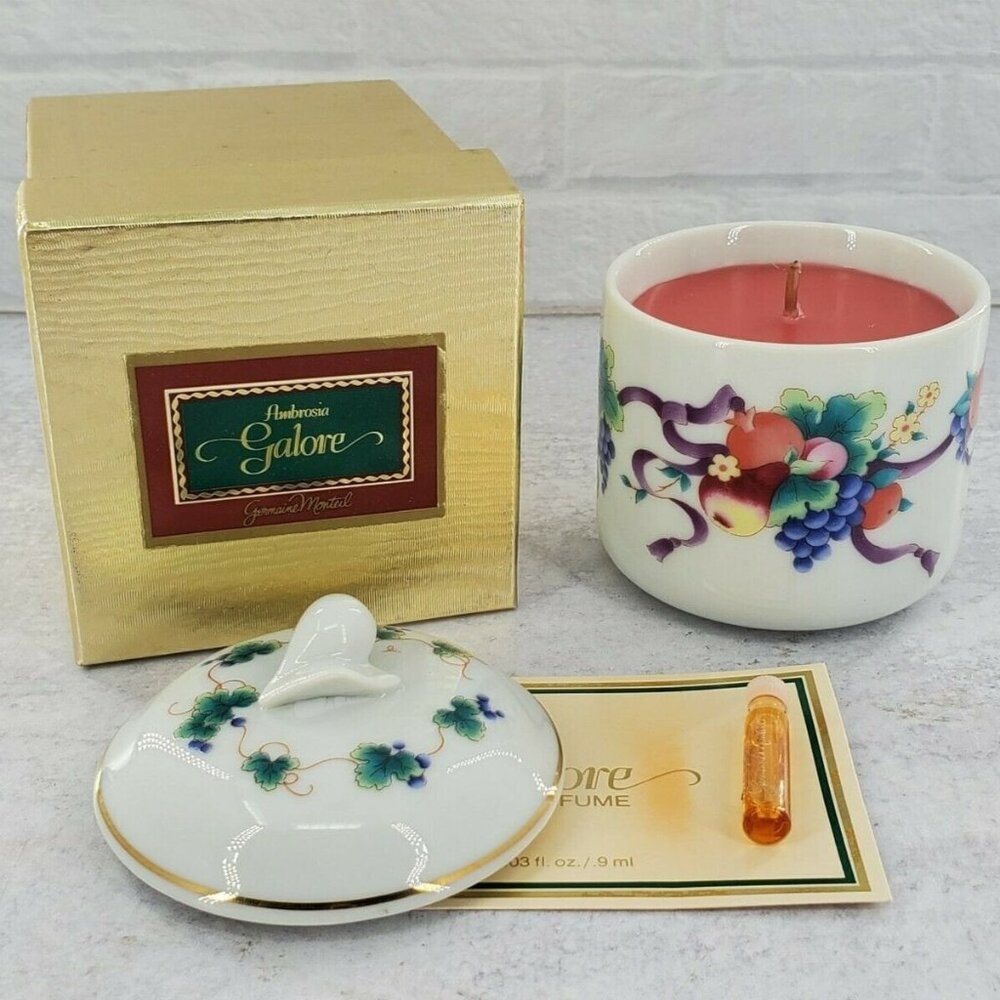 Germaine Monteil Galore Ambrosia Candle Porcelain Lidded Jar + Perfume Sample